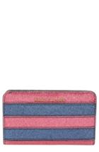 Women's Marc Jacobs Glitter Stripe Compact Leather Wallet - Pink