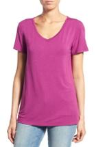 Petite Women's Halogen Modal Jersey V-neck Tee, Size P - Purple