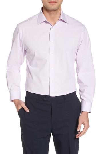Men's Nordstrom Men's Shop Tech-smart Traditional Fit Micro Check Dress Shirt .5 32/33 - Purple