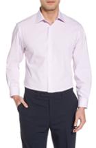 Men's Nordstrom Men's Shop Tech-smart Traditional Fit Micro Check Dress Shirt .5 32/33 - Purple