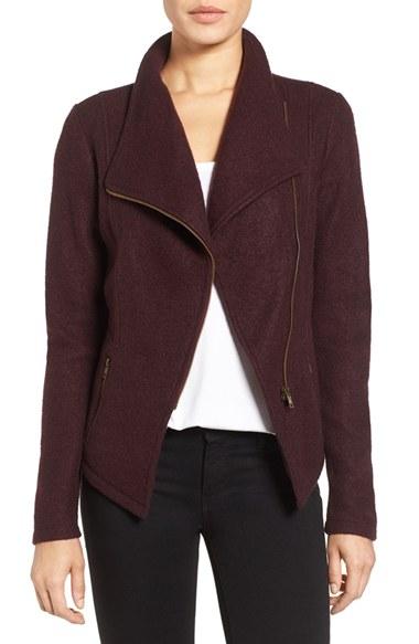 Women's Halogen Knit Moto Jacket - Burgundy