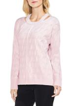 Women's Vince Camuto Keyhole Neck Cable Sweater, Size - Pink