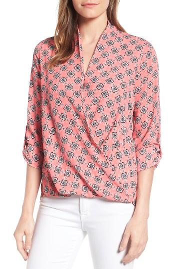 Petite Women's Pleione Faux Wrap Blouse P - Pink