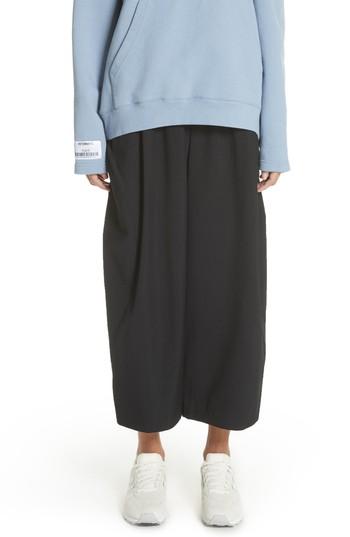 Women's Comme Des Garcons Drawstring Wool Crop Pants - Black