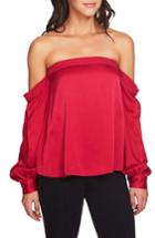 Women's 1.state Off The Shoulder Satin Top, Size - Red