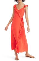 Women's Madewell Ruffle Faux Wrap Maxi Dress - Red