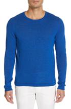 Men's Eidos Heathered Crewneck Linen & Cotton Sweater - Blue