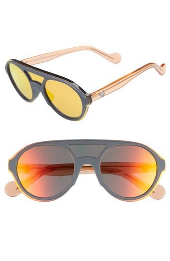 Women's Moncler 52mm Shield Sunglasses - Grey/ Smoke Mirror