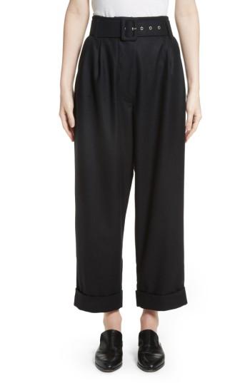 Women's Isa Arfen Belted High Waist Wool Trousers Us / 8 Uk - Black