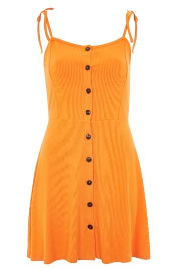 Women's Topshop Button Down Rib Minidress Us (fits Like 6-8) - Orange