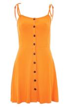 Women's Topshop Button Down Rib Minidress Us (fits Like 6-8) - Orange