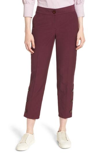Women's Nordstrom Signature Slim Leg Crop Pants - Burgundy