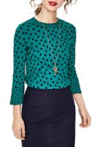 Women's Boden Althea High Neck Flare Cuff Top - Green