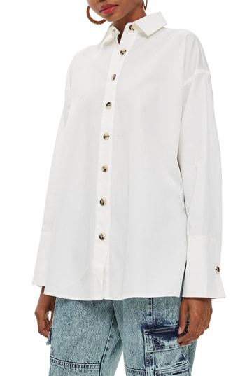 Women's Topshop Oversized Split Side Cotton Shirt
