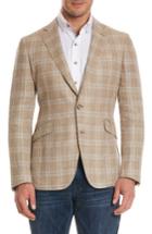 Men's Robert Graham Tailored Fit Plaid Linen Blend Sport Coat - Beige