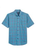 Men's Cutter & Buck Isaac Plaid Easy Care Woven Shirt - Blue