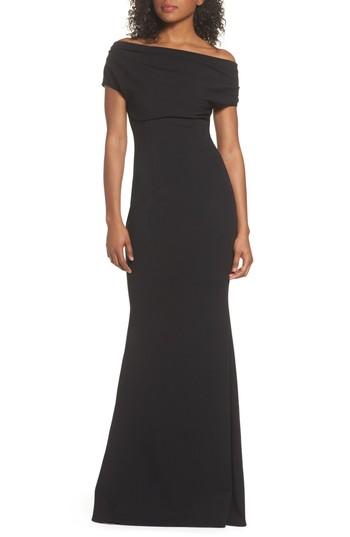 Women's Katie May Hannah One-shoulder Crepe Trumpet Gown - Black