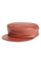 Women's Clyde Acton Lambskin Leather Baker Boy Cap -