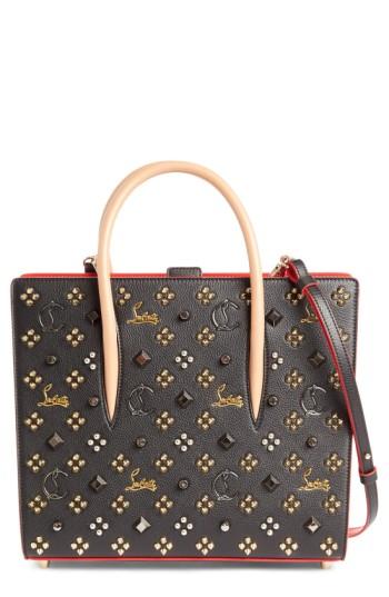 Christian Louboutin Medium Paloma Empire Spiked Calfskin Tote - Black