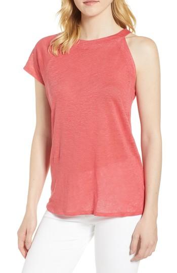 Women's 1.state One-sleeve Linen Tee, Size - Coral