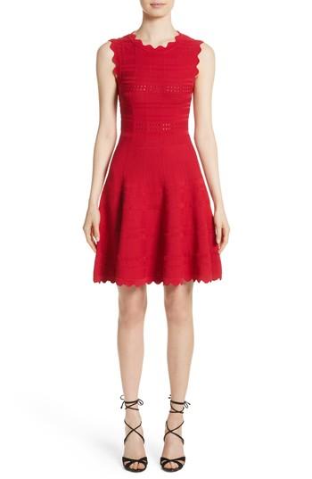 Women's Yigal Azrouel Scallop Trim Knit Dress - Red