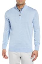 Men's Peter Millar Crown Soft Regular Fit Wool Blend Quarter Zip Sweater, Size - Blue