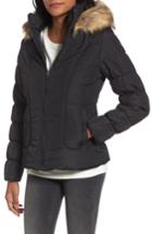 Women's Maralyn & Me Quilted Jacket With Faux Fur Collar - Grey
