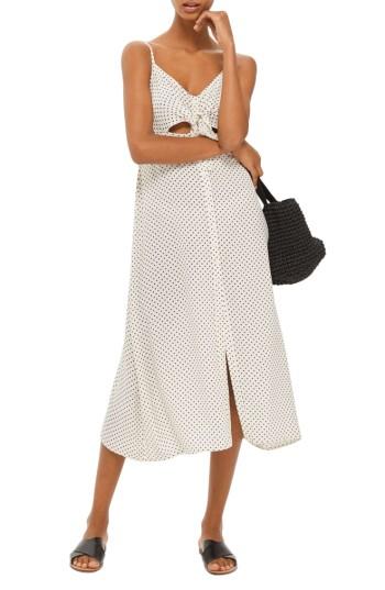 Women's Topshop Star Print Knot Front Slipdress Us (fits Like 0-2) - Ivory