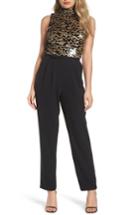 Women's Vince Camuto Sequin Leopard Bodice Belted Jumpsuit