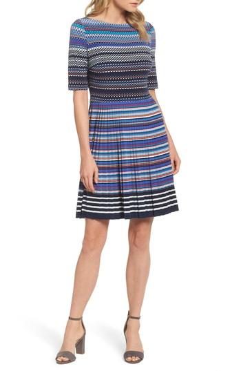 Women's Maggy London Pleat Fit & Flare Dress - Blue