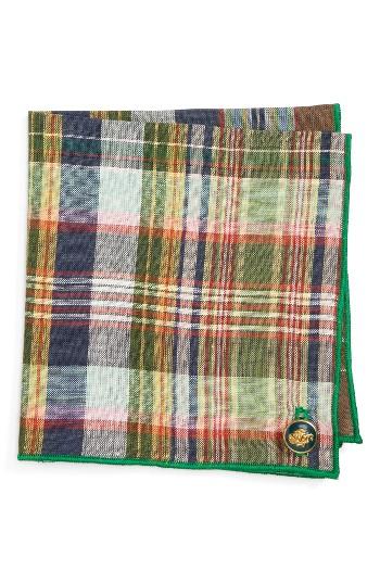 Men's Armstrong & Wilson Plaid Linen Pocket Square