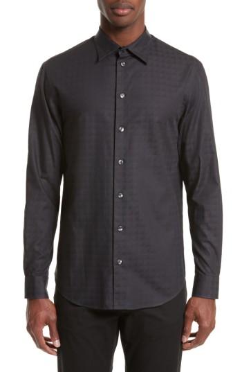 Men's Emporio Armani Regular Fit Geo Print Sport Shirt - Black