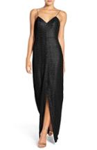 Women's Amsale 'samantha' Spaghetti Strap V-neck Sequin Gown