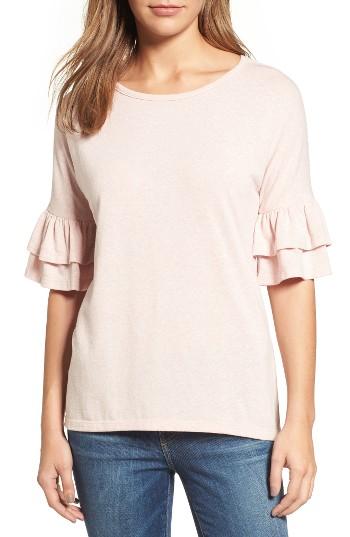 Petite Women's Caslon Tiered Bell Sleeve Tee P - Pink