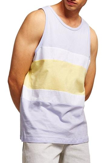 Men's Topman Colorblock Slim Fit Tank Top - Purple