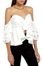 Women's Missguided Off The Shoulder Ruffle Crop Top Us / 6 Uk - Ivory