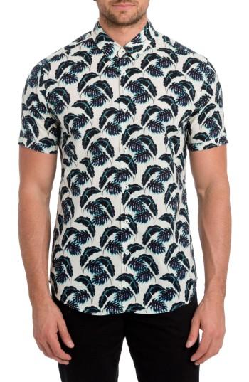 Men's 7 Diamonds Lost In Paradise Print Woven Shirt, Size - Blue