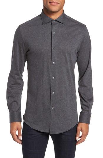 Men's Pal Zileri Slim Fit Jersey Sport Shirt, Size - Grey
