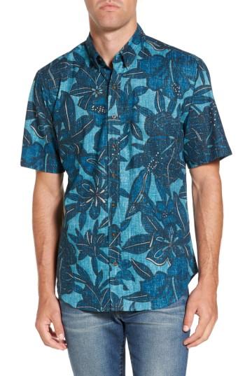 Men's Reyn Spooner Tribal Blooms Classic Fit Sport Shirt, Size - Blue