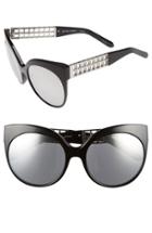 Women's Linda Farrow 59mm Cat Eye 18 Karat White Gold Trim Sunglasses -