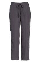 Petite Women's Caslon Linen Crop Pants P - Grey