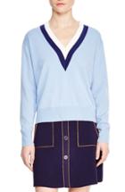 Women's Sandro Nael Stripe Wool & Cashmere Sweater - Blue