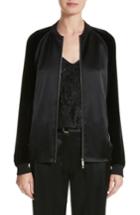 Women's Lafayette 148 New York Brea Reverie Satin Cloth Bomber Jacket, Size - Black