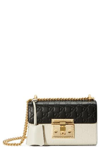 Gucci Small Padlock Signature Leather Shoulder Bag - White