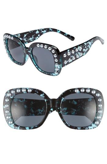 Women's Circus By Sam Edelman 53mm Imitation Pearl Sunglasses - Brown
