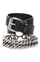 Women's Alexander Wang Leather & Chain Double Wrap Bracelet