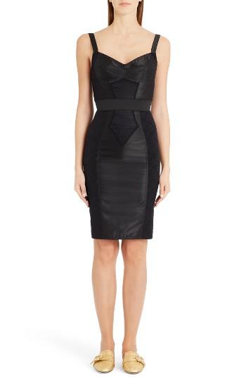 Women's Dolce & Gabbana Stretch Silk & Lace Bustier Dress Us / 44 It - Black