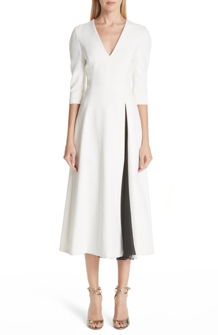 Women's Carolina Herrera Contrast Slit Cocktail Dress