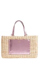 Frances Valentine Medium Straw Shopper - Pink