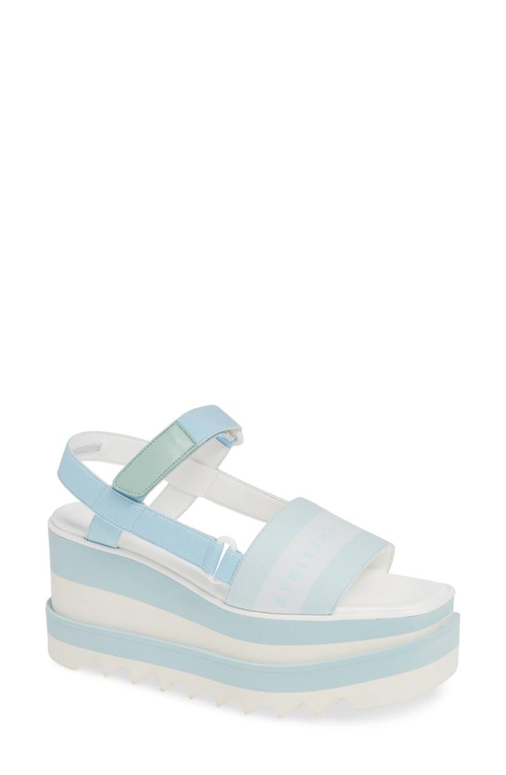 Women's Stella Mccartney Stripe Logo Platform Sandal Us / 34eu - Blue